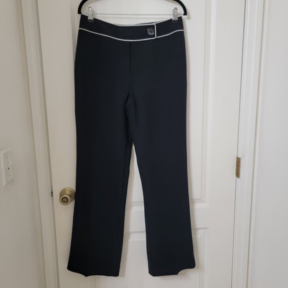 Tahari ASL Size 10 Black w/ White Trim Trouser Dress Pants Gently Used Condition - Picture 2 of 13